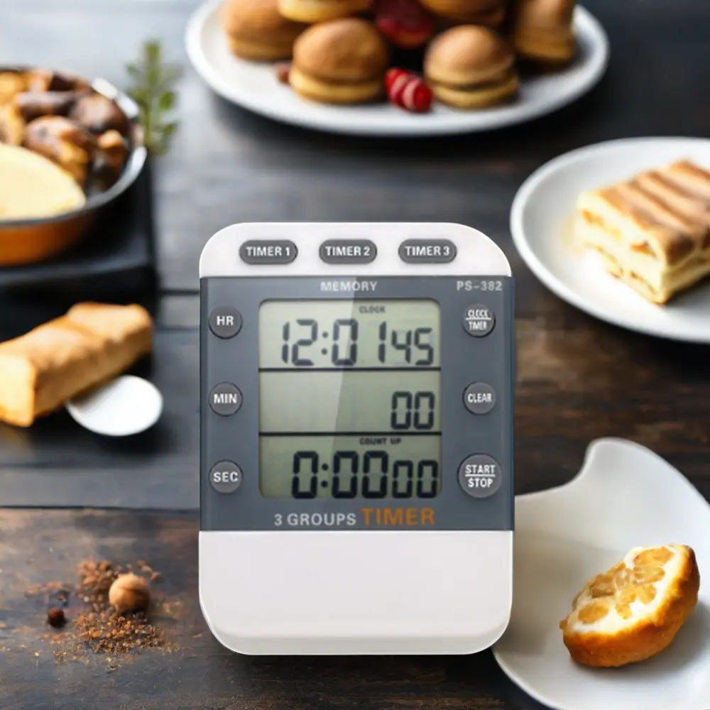 3 Group Digital Kitchen Timer with Display Battery Powered Countdown Set Time Reminder All-Season Plastic Display