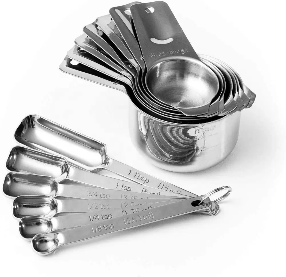 Wholesale Set of 13 Metal Measuring Cup and Spoons Stainless Steel Measuring Cups