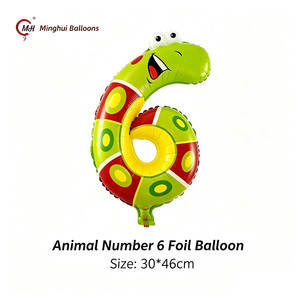 Globos de Número del 0 al 9 con Diseño de Animales de Dibujos Animados, Globos de Mylar con Temática de Zoológico y Jungla, Decoración para Fiestas de Primer Cumpleaños y Baby Shower, Inflables con Helio - Product Image 6