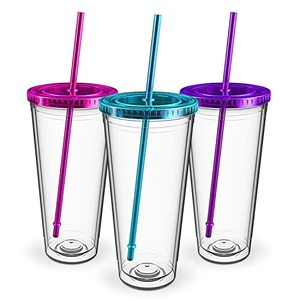 Best selling 16 Oz 20 Oz Custom logo Hard Plastic Cup Reusable Plastic Cup with Flat Lid