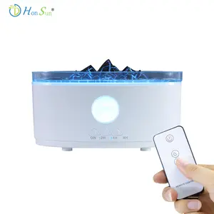 HonSun 2024 Portable Flame Volcano Diffuser Humidifier Air Fire Jellyfish Diffuser Smoke ring Fragrance machine for office