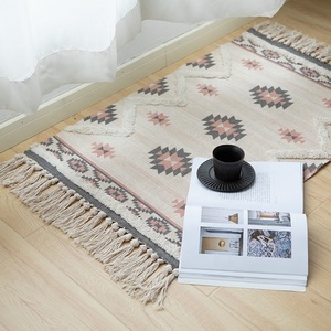 Alfombra de área con mechones de diseñador de estilo marroquí, decoración del hogar, alfombrilla con estampado de diamantes con borla para sala de estar - Product Image 6
