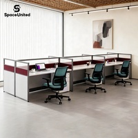 Bureaux de centre d'appels modernes et design SpaceUnited pour 6 personnes avec cloisons