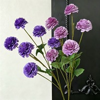 6 Têtes de fleurs artificielles Hibiscus Lilas en soie pour allée de mariage, photographie extérieure, événements, spectacles et arrangements en gros