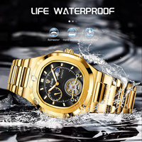 Montre automatique de luxe LIGE LG6821 avec logo personnalisé, squelette 3D en or, cadran ajouré, montre-bracelet pour homme, tourbillon lumineux, Montre Homme
