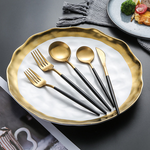 Thép không gỉ vàng xử lý <span class=keywords><strong>Flatware</strong></span> Set đám cưới và Đảng Bộ đồ ăn với ngã ba và dao dao kéo - Product Image 2