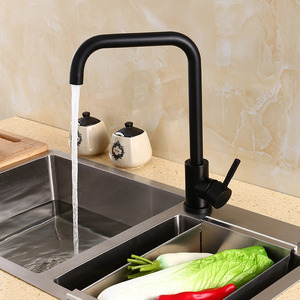Black Kitchen Faucet Single Handle Ceramic Valve Deck Mounted Contemporary Style YQ1010F B - Product Image 1