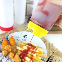Dispenser Saus FIFO Dua Kepala Komersial, Botol Plastik PP Food-Grade Silinder dengan Tutup Ulir untuk Salad