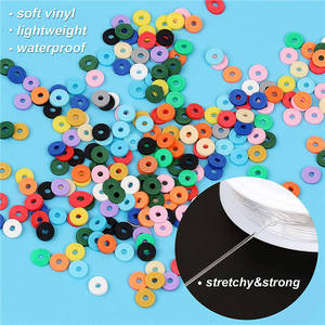 Perles plates rondes en vinyle africain 6 mm et perles intercalaires en argile polymère, 24 couleurs, 5040 pièces, pour la fabrication de bracelets, boucles d'oreilles et colliers en gros - Product Image 5