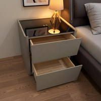 Table de Chevet Intelligente Miroir 2 Tiroirs Recharge Sans Fil Éclairage LED Moderne Multifonctionnelle en MDF Prix Usine
