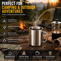 Mug isotherme réutilisable en acier inoxydable à double paroi, isolé sous vide, pour le camping, les voyages, le thé, sans BPA