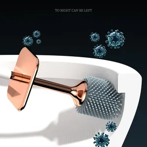 Cepillo de Inodoro de Silicona TPR con Base a Prueba de Fugas de Agua, Cepillo de Limpieza sin Esquinas Muertas, Cepillo Flexible con Cerdas Suaves para WC - Product Image 6