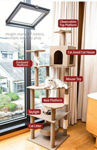 Árbol para Gatos de Lujo Grande Todo en Uno con Sofá, <span class=keywords><strong>Casa</strong></span> de Tela, <span class=keywords><strong>Hamaca</strong></span> y Poste de Sisal - Precio de Fábrica al Por Mayor, MOQ Bajo - Product Image 5