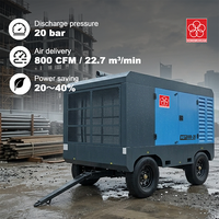 Compresseur d'air mobile diesel industriel 300CFM 500CFM 800CFM 10Bar 20Bar 30Bar pour le forage de gaz de charbon (CBM)