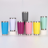 Gobelet isotherme en acier inoxydable sous vide de 20 oz avec couvercle à paille anti-déversement, personnalisable avec logo, pour le bureau, les activités de plein air et le camping