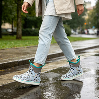 Bottes de pluie courtes imperméables JORLIN personnalisées OEM en néoprène 4 mm CR à imprimé léopard avec semelle antidérapante