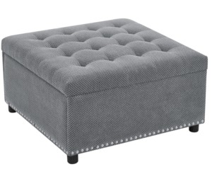 Modern Fabric <b>Storage</b> Ottoman Square Upholstered Footstool <b>with</b> Nailhead Trim Coffee Table for Bedroom - Product Image 6
