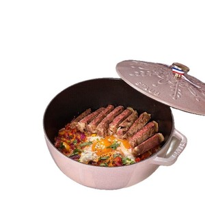 Staub Enameled <b>Cast</b> Iron Dutch Oven 24Cm Cherry Blossom Pink Snowflake Pattern Oven Safe - Product Image 5