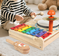 Wooden Toddler Percussion Elephant Drum Set Educational Music Xylophone Set Montessori Rattle Instrument Drum Toys