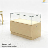 Vitrine de musée pour bijoux en jade, couleur grain de bois, vitrine rectangulaire en verre de haute qualité, éclairage LED, écologique, étanche