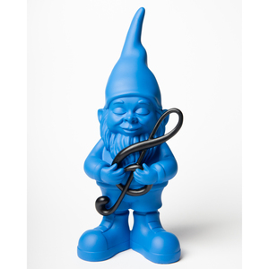 Statue de nain musical bleue en plastique, contemporaine, 29 cm, décoration de jardin, sculpture - Product Image 1