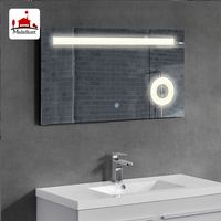 Reloj Digital Moderno para Hotel, Rectangular, sin Marco, con LED, Altavoz Bluetooth, Lupa 3x-5x, Iluminado, para Baño, Cosmético, de Pared