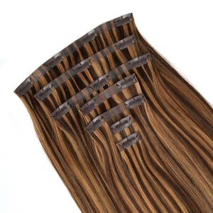 European Virgin <b>Hair</b> Double Drawn Balayage Color Seamless Invisible Clip-in <b>Hair</b> Extensions with Straight <b>Texture</b> Single Weft - Product Image 1