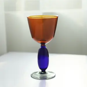 La migliore vendita di bicchieri di vino da Cocktail Vintage tazze di vetro multicolore con bordo dorato festa di nozze verde blu viola calici rosa