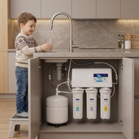 YINYUE Purificateur d'eau domestique électrique RO avec couvercle anti-poussière, modèle numérique en forme de 8 RO-50G-4, 75 GPD, filtration 5 étapes, en plastique