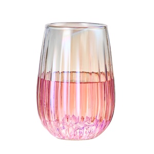 New Design Colorful Stripe Drinking Glasses Stemless <strong>Wine</strong> Glasses Milk Juice Water <strong>Tumbler</strong> - Product Image 1