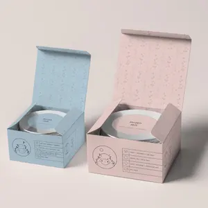 2023 toptan pembe ve mavi ambalaj kutusu yüz bakımı mum beyaz kart özel tasarım kağit kutu paket için