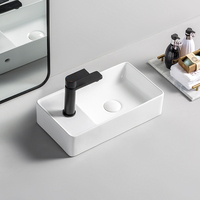 Lavabo de comptoir en céramique blanche de conception italienne, taille 18 pouces, rectangulaire, pour salle de bain