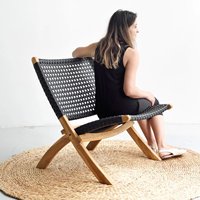 Usine En Gros Rotin Naturel Tissé Chaise Pliable Camping Jardin Portable Rétro Tissé Chaises