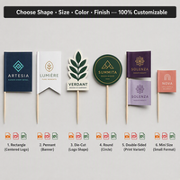 Drapeau alimentaire en papier personnalisé, rond |   Foil et UV sélectif de qualité supérieure pour les salons de thé et les boutiques de desserts