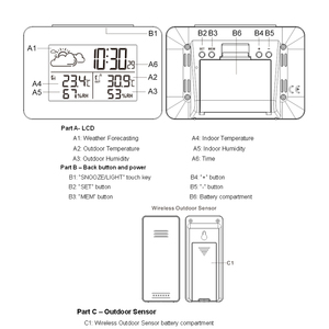 Digitale Weerstation Horloge Draadloze Sensor Temperatuur Vochtigheid Voorspelling Snooze Tafel Klokken Dcf Smart Weerstation Klok - Product Image 5