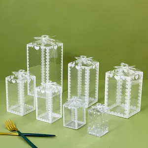 10 Stück klare PVC-Box Verpackung Hochzeit Weihnachts bevorzugung Kuchen Verpackung Praline Dragee Apple Geschenk Event Transparente Box