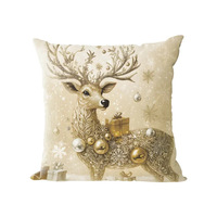 Ensemble de housses de coussin en lin personnalisées pour Noël vintage, Père Noël, rennes, sapin de Noël, bonhomme de neige, anti-acariens, décoration de Noël