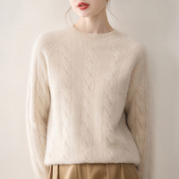 Jxwatcher Vente en gros 100% Cachemire Tricoté Manteau Automne Câble Personnalisé Hiver Femme Pull Pur Cachemire de Mongolie 100% Pulls en Cachemire