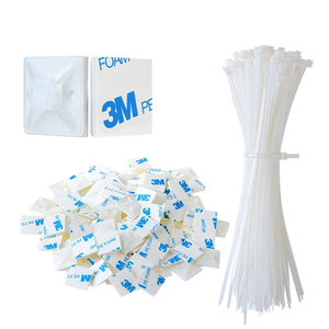 Vente en gros d'attaches de <span class=keywords><strong>câble</strong></span> en nylon autobloquantes 3*150mm 100pcs Nylon carré plastique 3M auto-<span class=keywords><strong>adhésif</strong></span> fermeture éclair support de siège fixe - Product Image 1