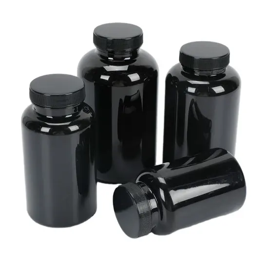 In stock Wholesale 400ml PET plastic hardened round medicine pill capsule bottle pharmaceutical container Packer