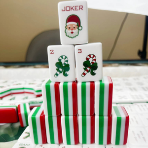 Tuiles de Mahjong Américaines en Acrylique Thème Noël Festif, Motifs Père Noël, Bonbons et Canes de Sucre, Écologiques, Ensemble 4 Joueurs pour - Product Image 5