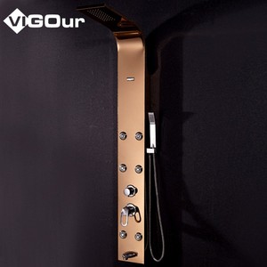 Système <span class=keywords><strong>de</strong></span> douche mural moderne en acier inoxydable couleur or rose avec jets <span class=keywords><strong>de</strong></span> pluie et <span class=keywords><strong>de</strong></span> massage, robinet en céramique pour toilettes, salles <span class=keywords><strong>de</strong></span> <span class=keywords><strong>bain</strong></span> et hôtels - Product Image 5