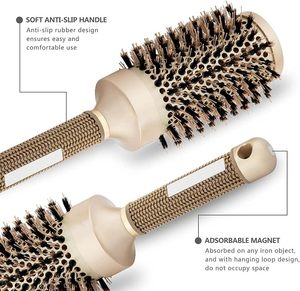 Cepillo de pelo iónico térmico de cerdas de jabalí profesional, 4 Uds., cepillo redondo de cerámica para rizar y secar - Product Image 3