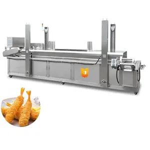 Full Automatic continuous fryer machine for French fries chips chicken fish meatball peanut potato deep frying production line