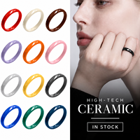Bijoux Adi, bagues en céramique facettées de 4 mm, finition haute brillance, géométriques, minimalistes, unisexes, bijoux en gros