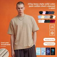 T-shirt essentiel streetwear pour homme en coton uni à manches courtes, coupe ample et carrée, respirant, imperméable, best-seller