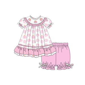Newest Designs Customized Smocked Children Clothing pink Pumpkin Printing <strong>Baby</strong> Girl Clothing <strong>Halloween</strong> Matching <strong>Outfit</strong> - Product Image 4