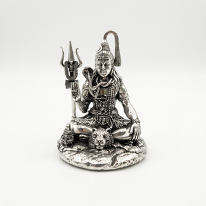 Statues de dieux en argent pur, sculpture religieuse plaquée argent du Dieu Shiva pour la décoration et la dévotion des temples domestiques - Product Image 1