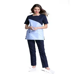 Set di Scrub blu medico set di uniformi per Scrub alla moda spedizione gratuita