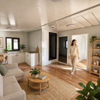 Maison conteneur modulaire préfabriquée extensible en panneaux sandwich d'acier, 2 chambres, moderne, bureau à domicile, logement secondaire spacieux et rapide à construire